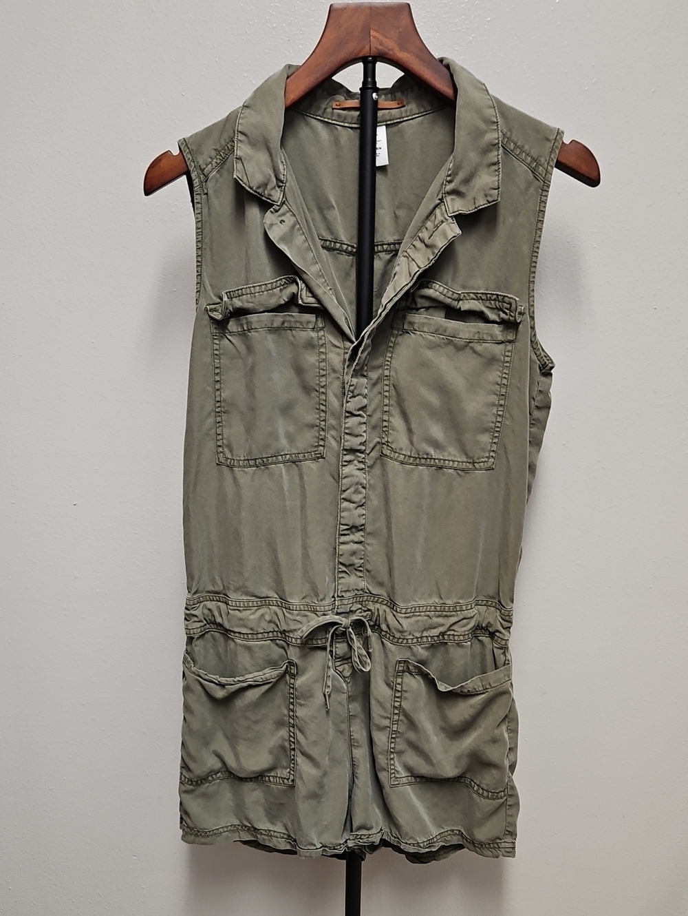 Women's Olive Utility Sleeveless Romper